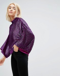 Топ с отделкой и рукавами летучая мышь ASOS - Золотой