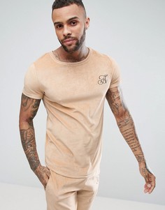 Велюровая футболка узкого кроя с закругленным краем Ascend - Оранжевый