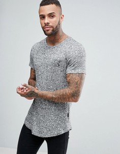 Облегающая футболка в рубчик с асимметричным краем Ascend - Серый