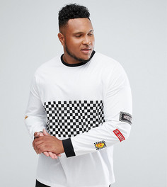 Свободный лонгслив в клетку ASOS PLUS - Белый