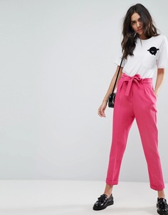 Тканые широкие брюки с поясом-оби ASOS - Розовый