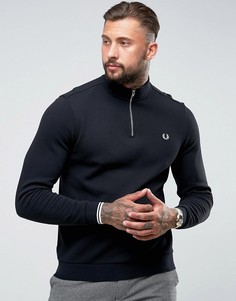 Черный свитшот из ткани пике с воротником на молнии Fred Perry - Черный