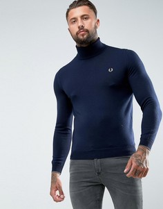 Темно-синий джемпер-водолазка из мериносовой шерсти Fred Perry - Темно-синий