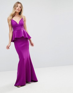 Платье макси с баской и юбкой-годе City Goddess - Фиолетовый