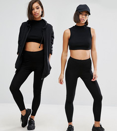 Комплект из 2 пар черных леггинсов с завышенной талией ASOS PETITE, скидка 10 - Черный