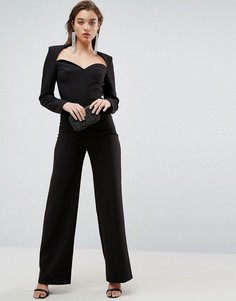 Комбинезон с вырезом сердечком и широкими брюками ASOS Tailored - Черный