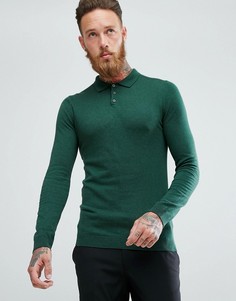 Зеленая облегающая футболка-поло ASOS - Зеленый