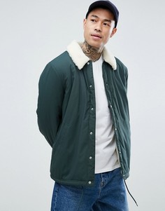 Зеленая спортивная куртка с подкладкой из искусственного меха ASOS - Зеленый