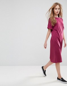 Платье-футболка миди с отворотами на рукавах ASOS Ultimate - Красный