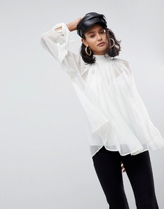 Свободная блузка с высоким воротником ASOS - Белый