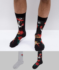 Набор из 2 пар носков с вышивкой ASOS - Мульти