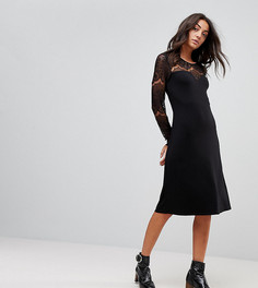Свободное платье с длинными кружевными рукавами Y.A.S Tall Ciccu - Черный