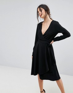 Платье с запахом и поясом Uttam Boutique - Черный