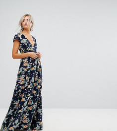 Платье макси с запахом и цветочным принтом Uttam Boutique Petite - Темно-синий