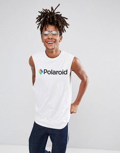 Футболка без рукавов с заниженными проймами и принтом ASOS - Белый