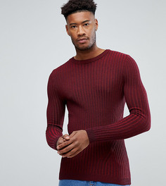 Бордовый обтягивающий джемпер в рубчик ASOS TALL - Красный