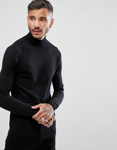 Черный джемпер с высоким воротником ASOS - Черный