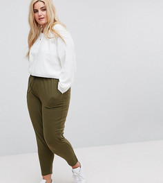 Широкие брюки в стиле милитари со складками и сборками на талии ASOS CURVE - Зеленый