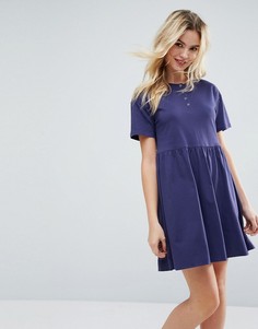 Свободное платье мини с планкой на пуговицах ASOS - Синий