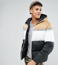 Дутая куртка колор блок с капюшоном ASOS TALL - Мульти