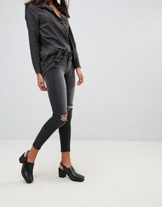 Рваные укороченные джинсы скинни Waven - Черный
