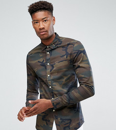 Рубашка скинни с камуфляжным принтом ASOS TALL - Коричневый