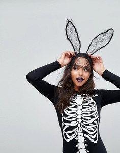 Вуалетка с кружевными заячьими ушками Missguided Halloween - Черный