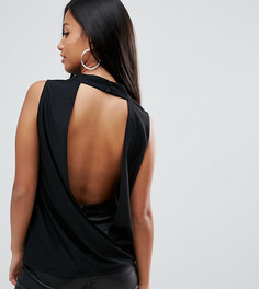 Креповый топ с открытой спиной ASOS PETITE - Черный