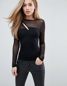 Топ с сетчатой вставкой ASOS - Черный