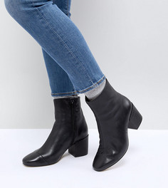 Кожаные ботинки на блочном каблуке для широкой стопы ASOS ROSANA - Черный