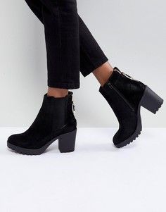 Ботинки с массивным каблуком и молнией на заднике River Island - Черный