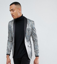 Приталенный блейзер с принтом пейсли ASOS TALL - Зеленый