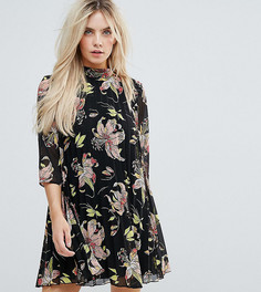Плиссированное платье мини с цветочным принтом ASOS PETITE - Мульти