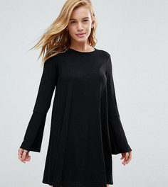 Свободное платье мини с рукавами клеш ASOS PETITE - Черный