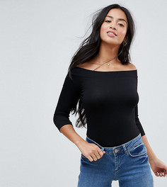 Топ с вырезом лодочкой и рукавом 3/4 ASOS PETITE - Черный