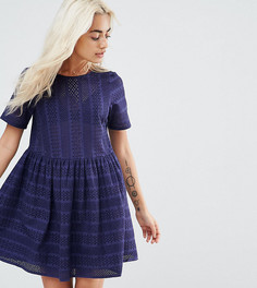 Свободное кружевное платье ASOS PETITE - Темно-синий