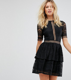 Ярусное платье мини из кружева Missguided Tall - Черный