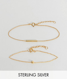 Набор из 2 пар браслетов-цепочек из позолоченного серебра с шаром ASOS - Золотой