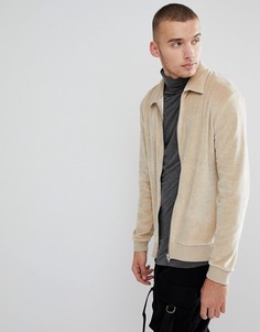 Велюровая куртка Харрингтон ASOS - Бежевый