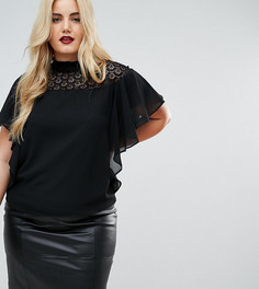 Топ с кружевной отделкой TFNC Plus - Черный