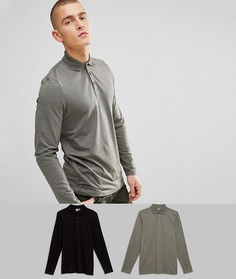 2 трикотажных поло с длинными рукавами ASOS - СКИДКА - Мульти