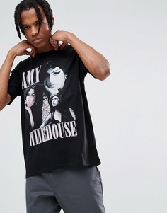 Свободная футболка с принтом ASOS Amy Winehouse - Черный