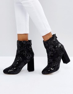Ботильоны с пайетками и цветочным узором New Look - Черный
