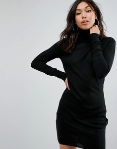 Платье‑джемпер с отворачивающимся воротником Boohoo - Черный