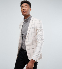 Облегающий блейзер в клетку ASOS TALL - Светло-бежевый