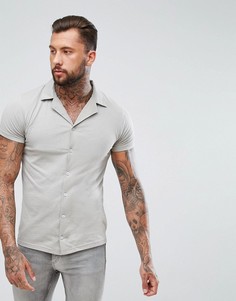 Серебристая трикотажная рубашка с отложным воротником boohooMAN - Серебряный