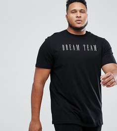 Удлиненная футболка с принтом Dream Team ASOS PLUS - Черный