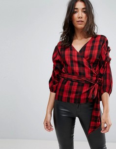 Топ в клетку с запахом Miss Selfridge - Мульти