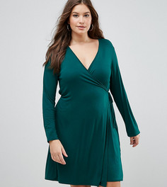 Трикотажное платье с запахом Boohoo Plus - Зеленый