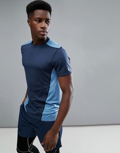 Темно-синяя футболка колор блок New Look SPORT - Темно-синий